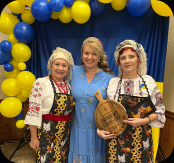 Guest in a playful costume at the festival